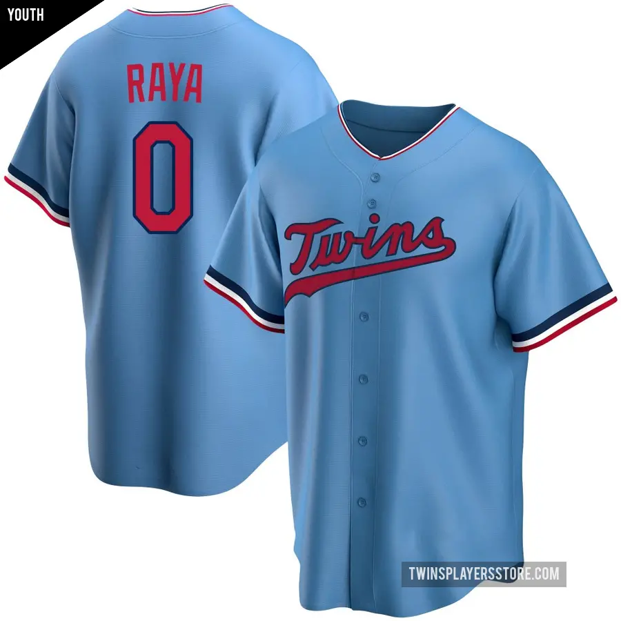 Youth Minnesota Twins ＃0 Marco Raya Replica Light Blue Alternate Jersey