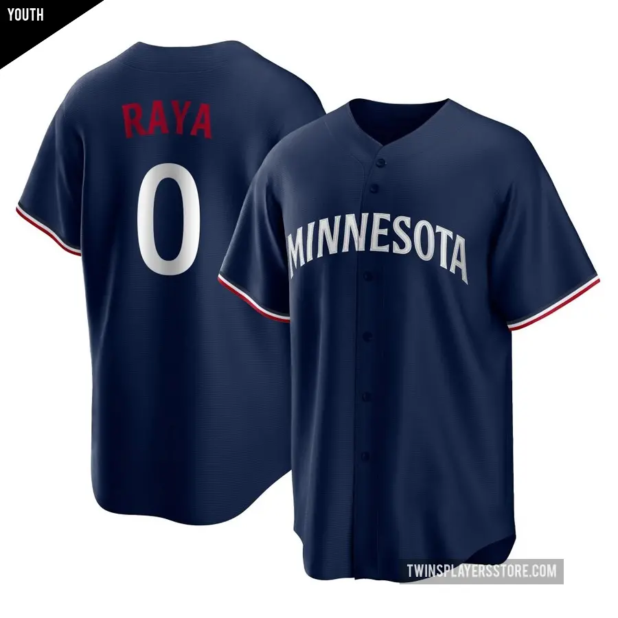 Youth Minnesota Twins ＃0 Marco Raya Replica Navy Alternate Jersey