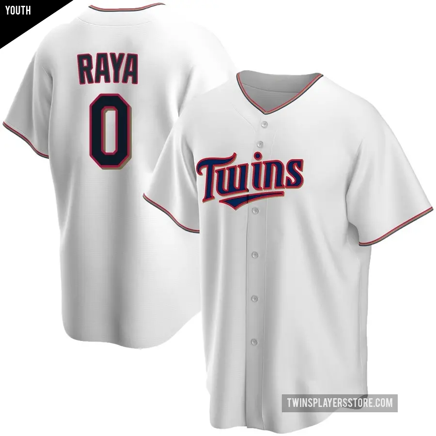 Youth Minnesota Twins ＃0 Marco Raya Replica White Home Jersey