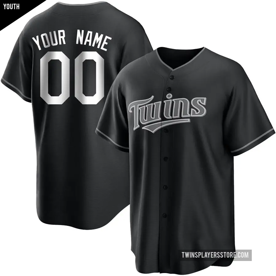 Youth Minnesota Twins ＃00 Custom Replica Black/White Jersey