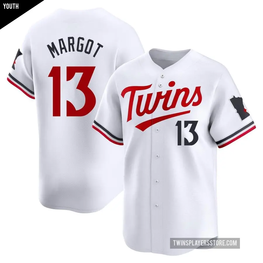 Youth Minnesota Twins ＃13 Manuel Margot Limited White Home Jersey