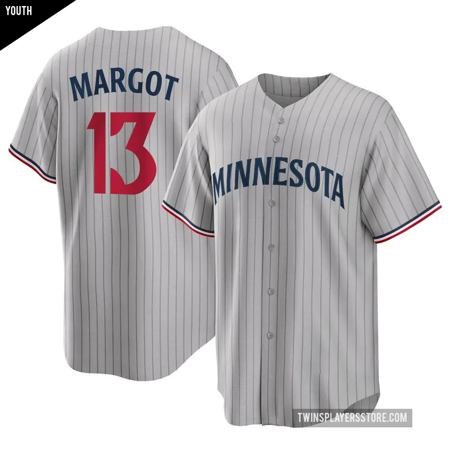 Youth Minnesota Twins ＃13 Manuel Margot Replica Gray Road Jersey