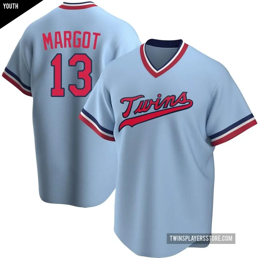 Youth Minnesota Twins ＃13 Manuel Margot Replica Light Blue Road Cooperstown Collection Jersey