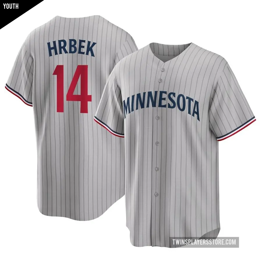 Youth Minnesota Twins ＃14 Kent Hrbek Replica Gray Road Jersey