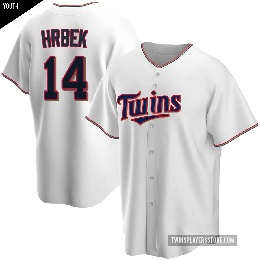 Youth Minnesota Twins ＃14 Kent Hrbek Replica White Home Jersey