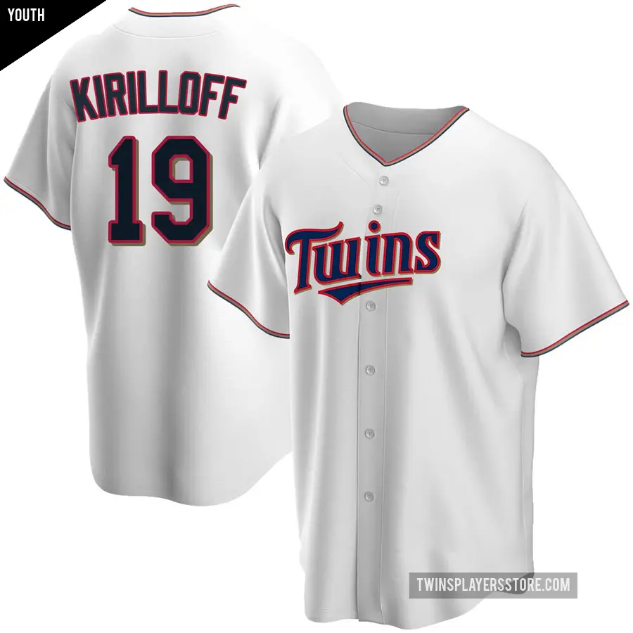 Youth Minnesota Twins ＃19 Alex Kirilloff Replica White Home Jersey