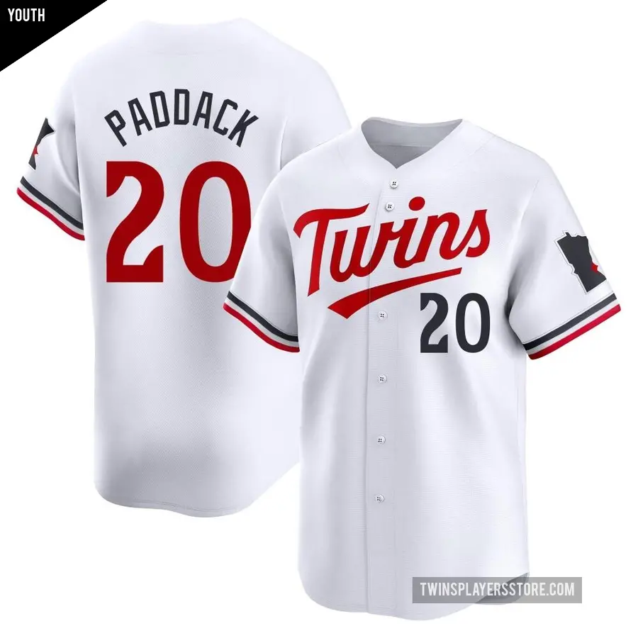 Youth Minnesota Twins ＃20 Chris Paddack Limited White Home Jersey