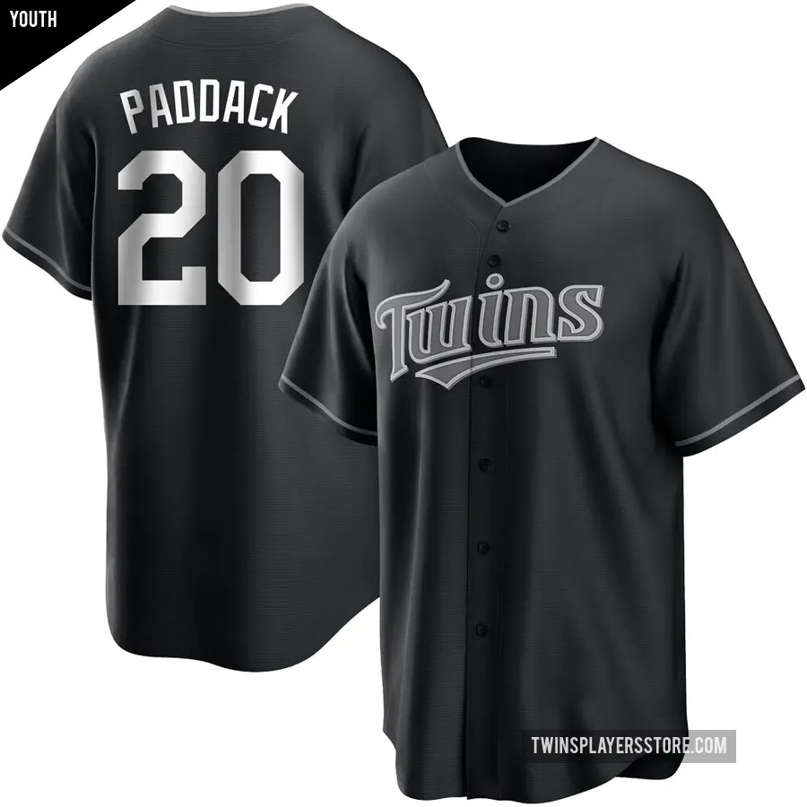 Youth Minnesota Twins ＃20 Chris Paddack Replica Black/White Jersey