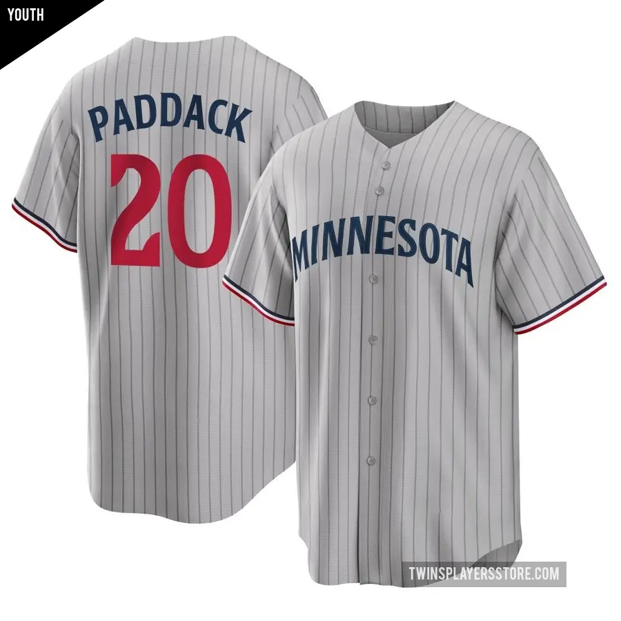 Youth Minnesota Twins ＃20 Chris Paddack Replica Gray Road Jersey