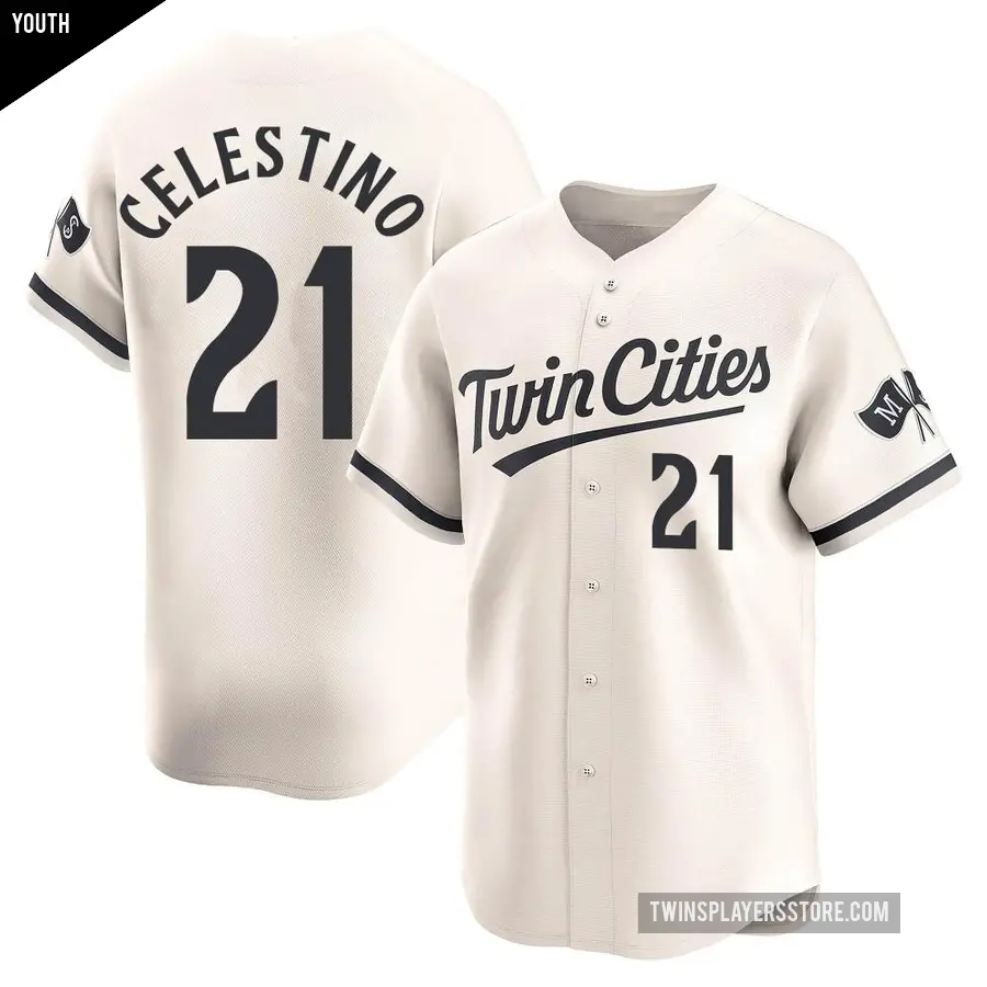 Youth Minnesota Twins ＃21 Gilberto Celestino Limited Cream Alternate Jersey