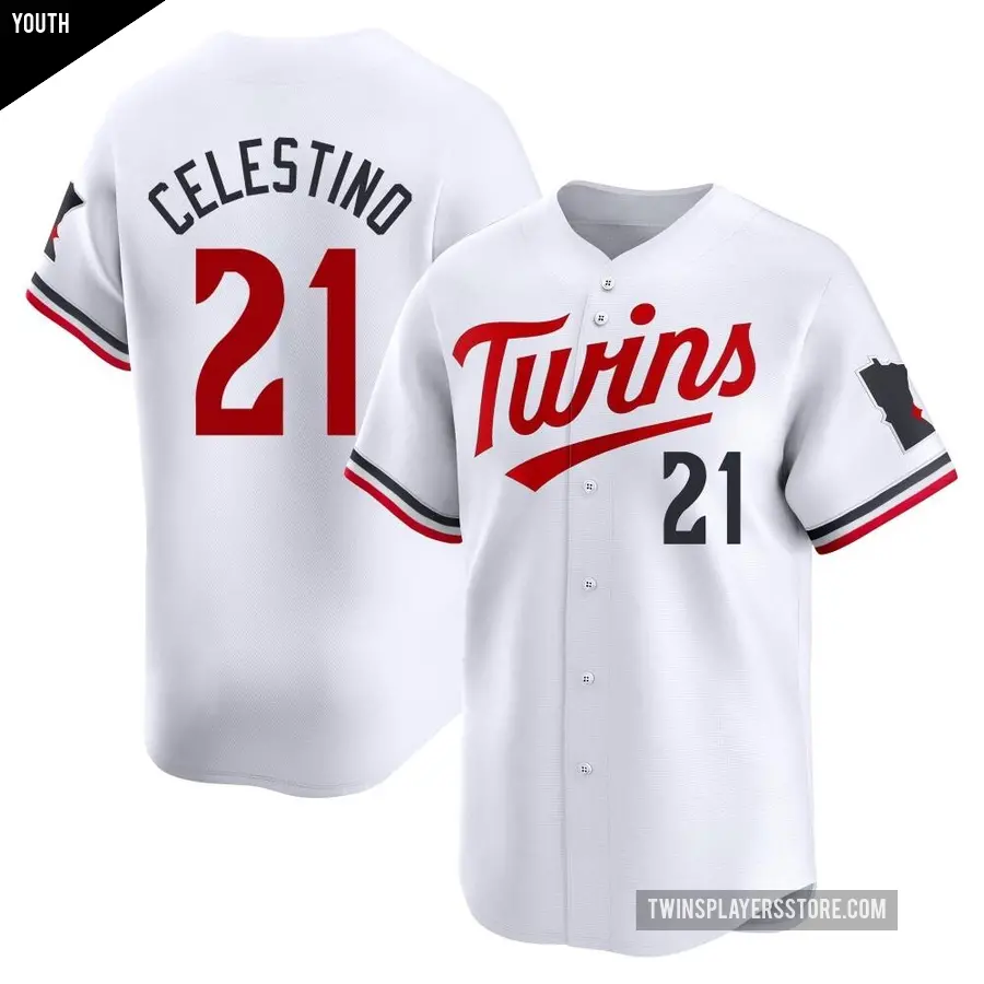 Youth Minnesota Twins ＃21 Gilberto Celestino Limited White Home Jersey