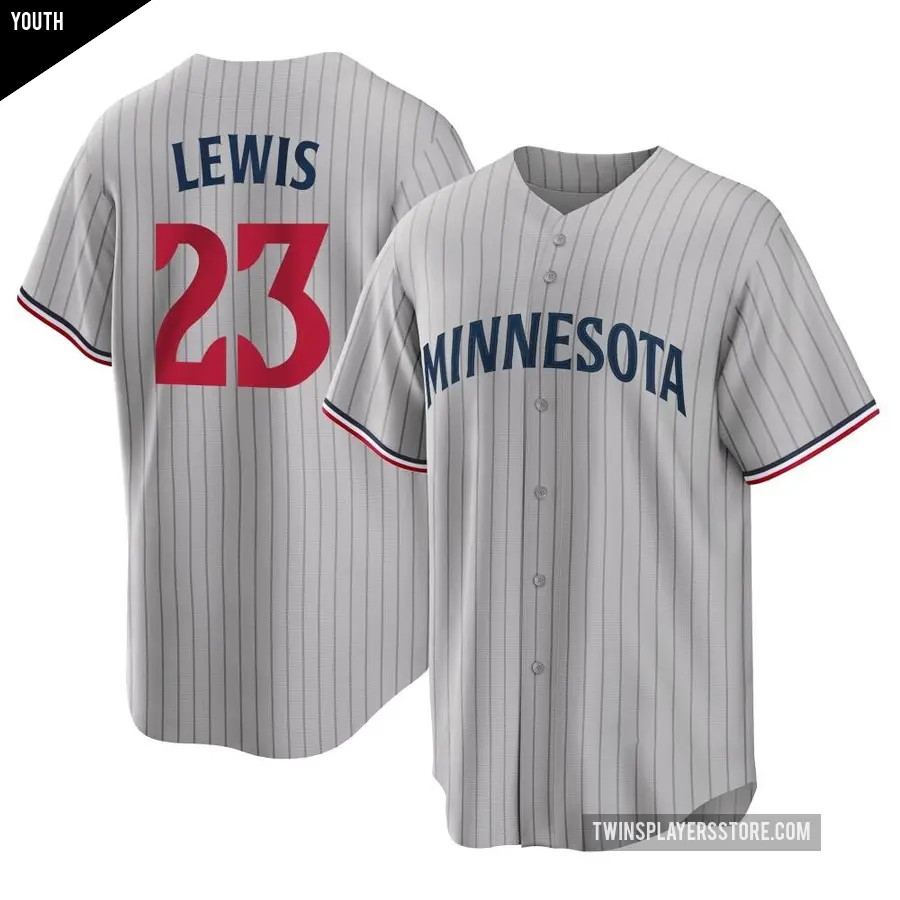 Youth Minnesota Twins ＃23 Royce Lewis Replica Gray Road Jersey