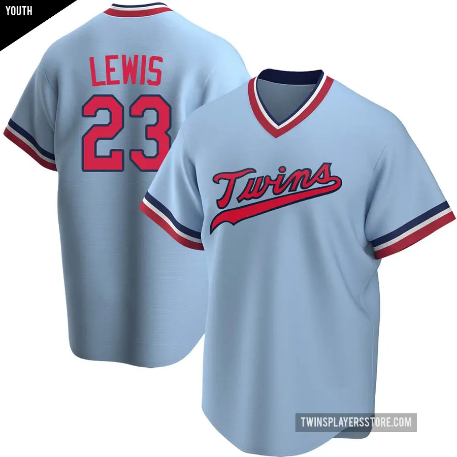 Youth Minnesota Twins ＃23 Royce Lewis Replica Light Blue Road Cooperstown Collection Jersey