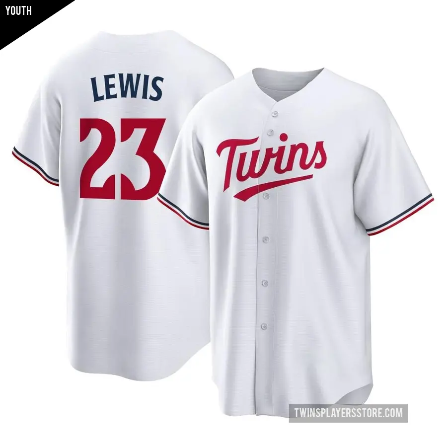 Youth Minnesota Twins ＃23 Royce Lewis Replica White Home Jersey