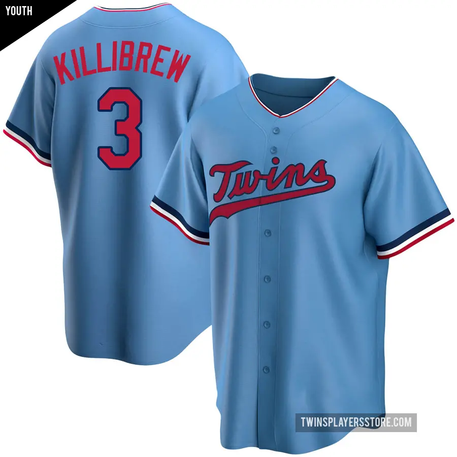 Youth Minnesota Twins ＃3 Harmon Killibrew Replica Light Blue Alternate Jersey