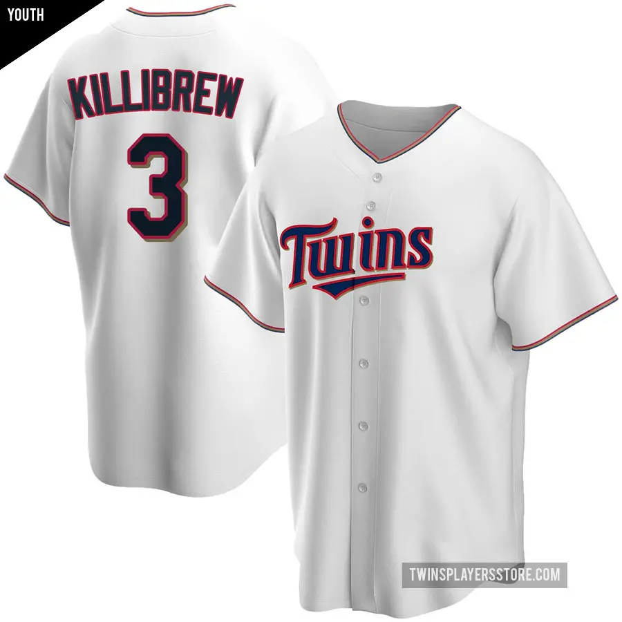 Youth Minnesota Twins ＃3 Harmon Killibrew Replica White Home Jersey