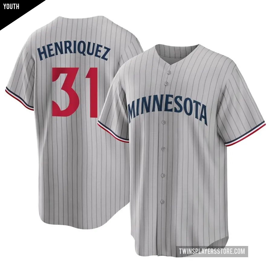 Youth Minnesota Twins ＃31 Ronny Henriquez Replica Gray Road Jersey