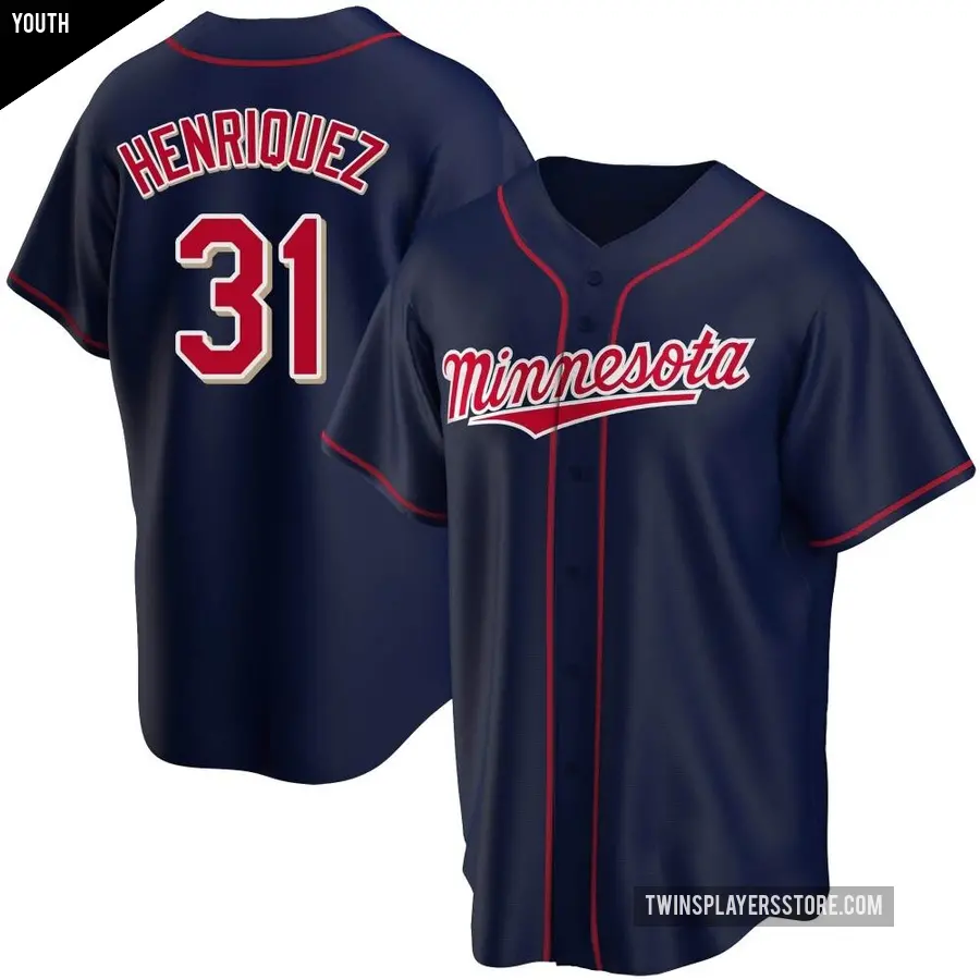 Youth Minnesota Twins ＃31 Ronny Henriquez Replica Navy Alternate Team Jersey