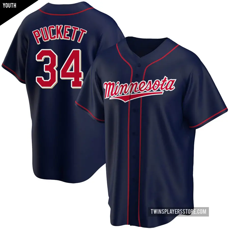 Youth Minnesota Twins ＃34 Kirby Puckett Replica Navy Alternate Team Jersey