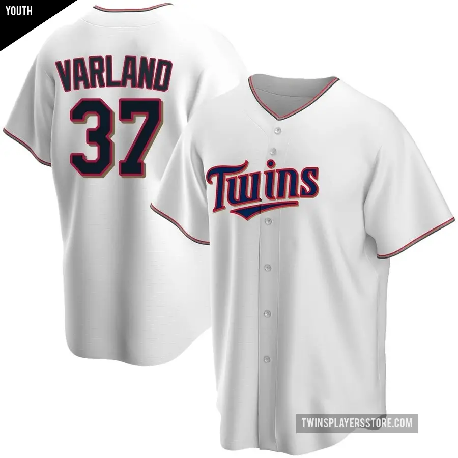 Youth Minnesota Twins ＃37 Louie Varland Replica White Home Jersey