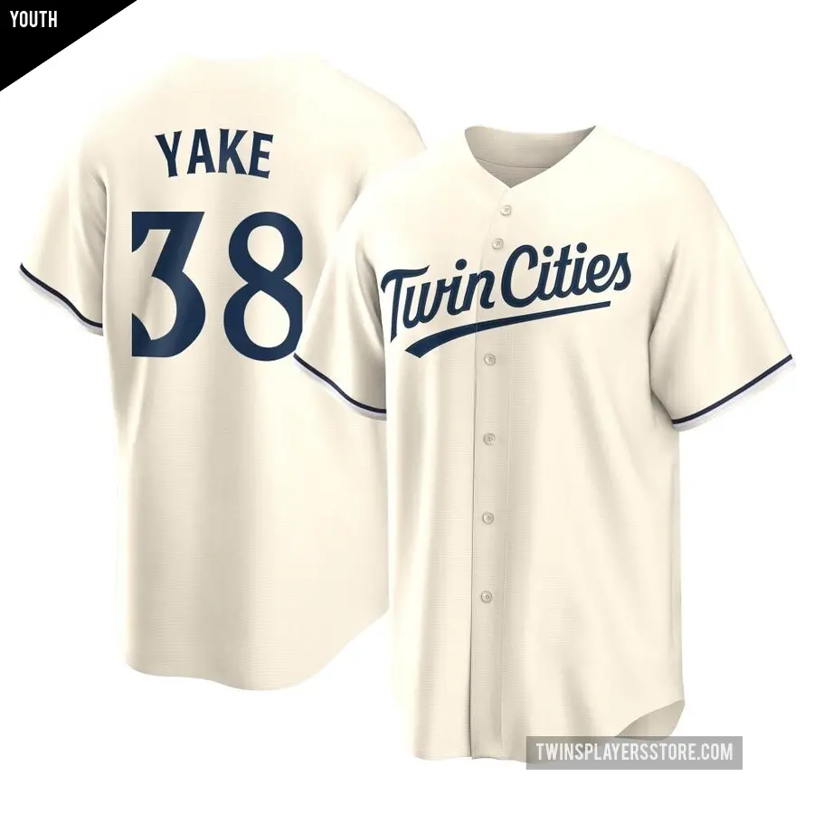 Youth Minnesota Twins ＃38 Ernie Yake Replica Cream Alternate Jersey