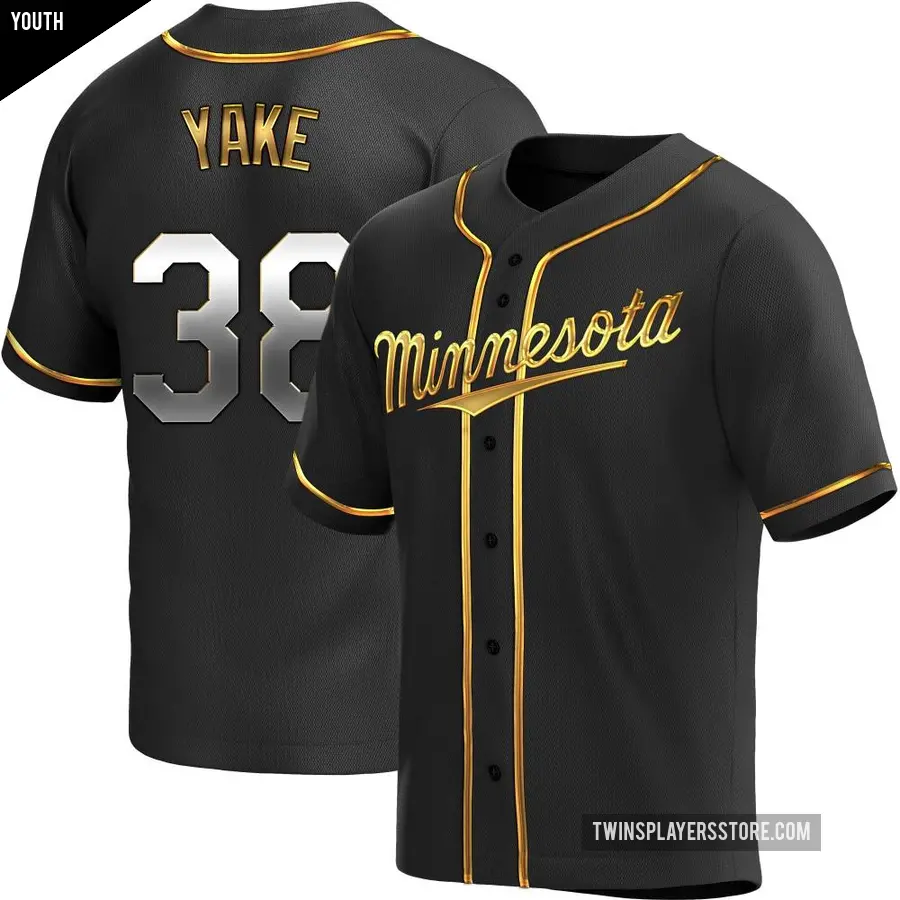 Youth Minnesota Twins ＃38 Ernie Yake Replica Gold Black en Alternate Jersey