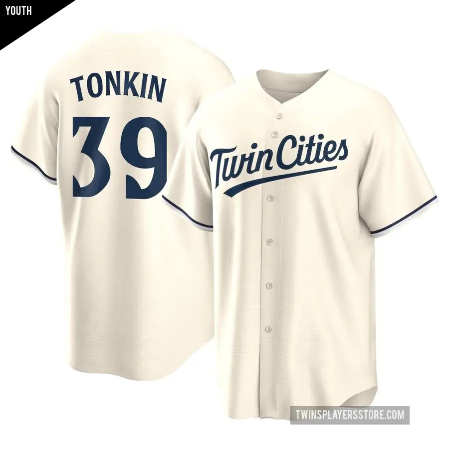 Youth Minnesota Twins ＃39 Michael Tonkin Replica Cream Alternate Jersey