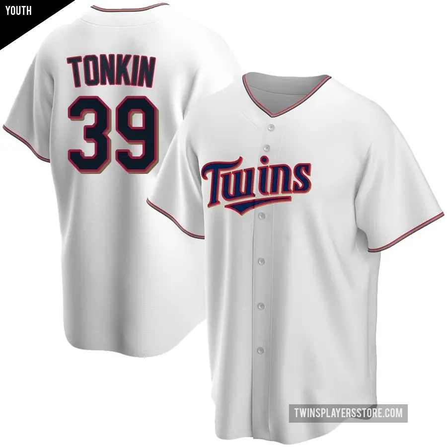 Youth Minnesota Twins ＃39 Michael Tonkin Replica White Home Jersey