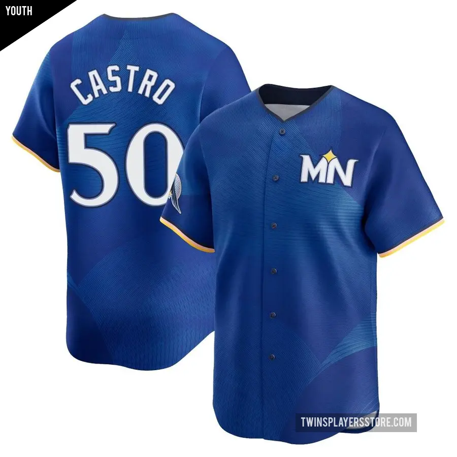 Youth Minnesota Twins ＃50 Willi Castro Limited Royal 2024 City Connect Jersey