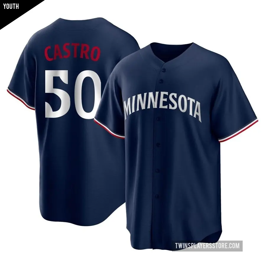 Youth Minnesota Twins ＃50 Willi Castro Replica Navy Alternate Jersey