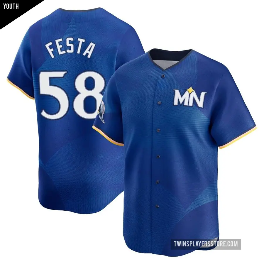 Youth Minnesota Twins ＃58 David Festa Limited Royal 2024 City Connect Jersey