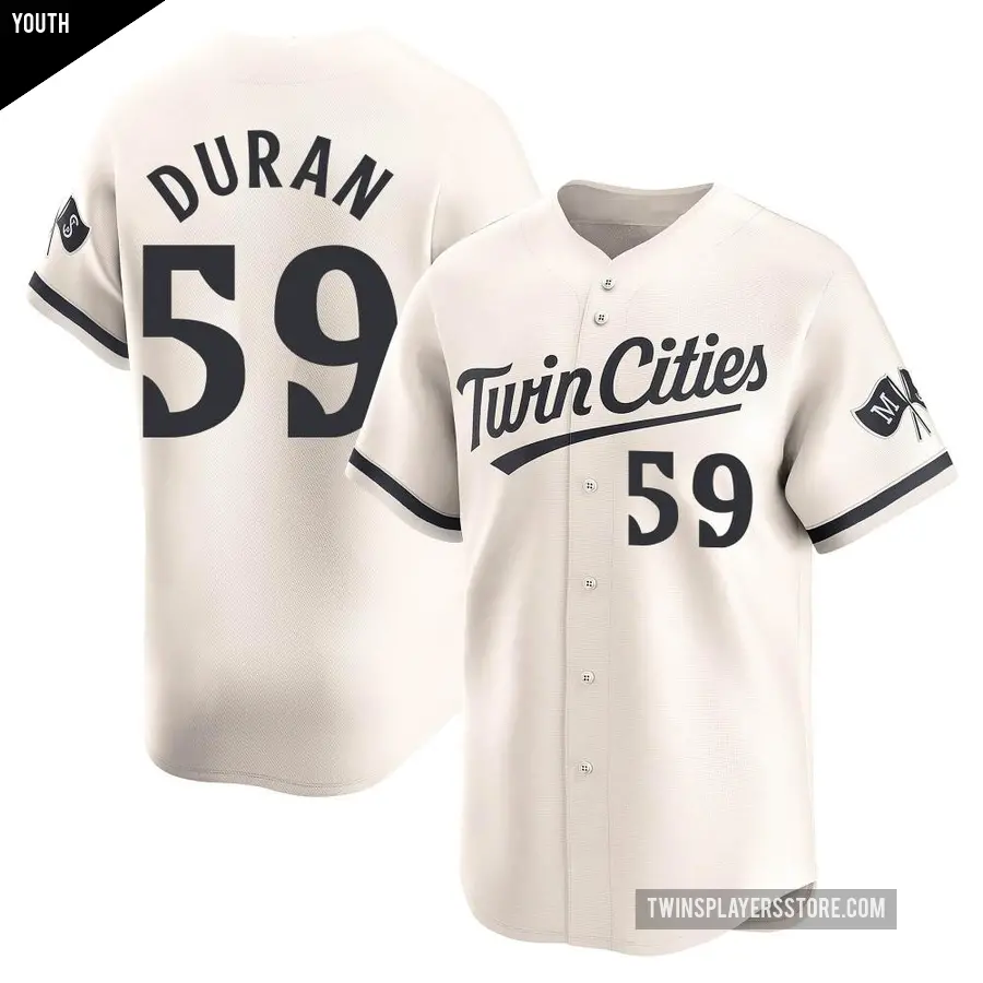 Youth Minnesota Twins ＃59 Jhoan Duran Limited Cream Alternate Jersey