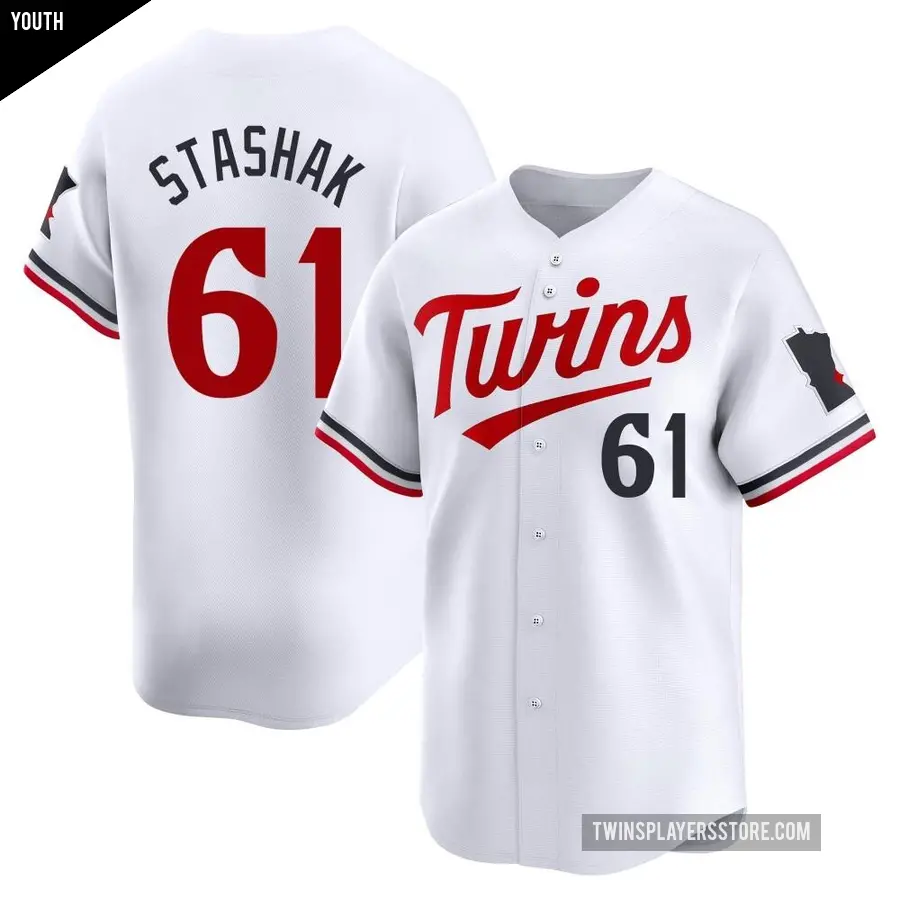 Youth Minnesota Twins ＃61 Cody Stashak Limited White Home Jersey