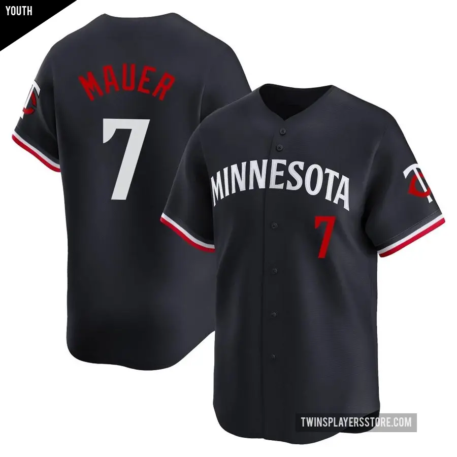 Youth Minnesota Twins ＃7 Joe Mauer Limited Navy Alternate Jersey