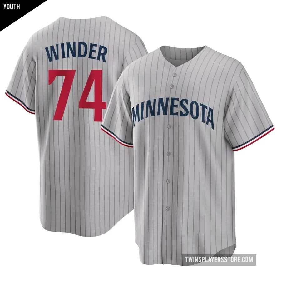 Youth Minnesota Twins ＃74 Josh Winder Replica Gray Road Jersey