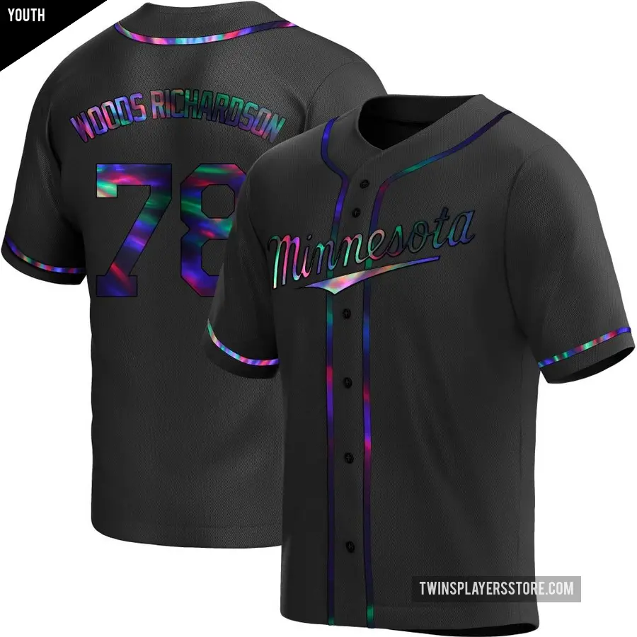 Youth Minnesota Twins ＃78 Simeon Woods Richardson Replica Black Holographic Alternate Jersey