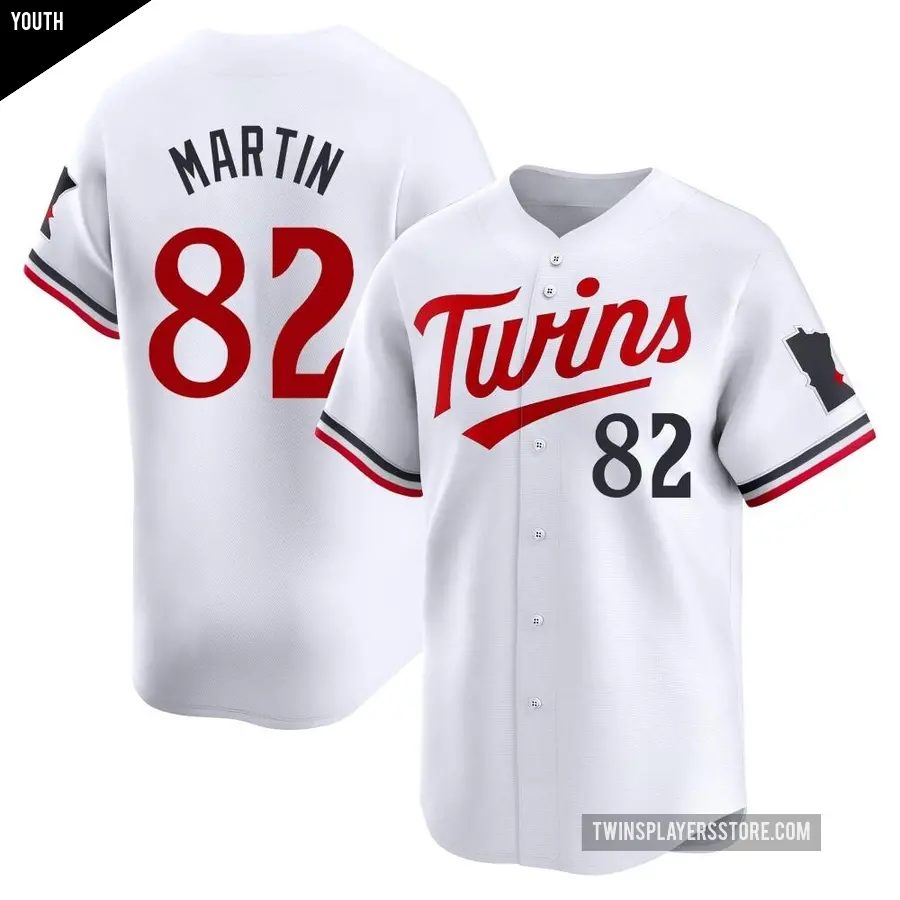 Youth Minnesota Twins ＃82 Austin Martin Limited White Home Jersey