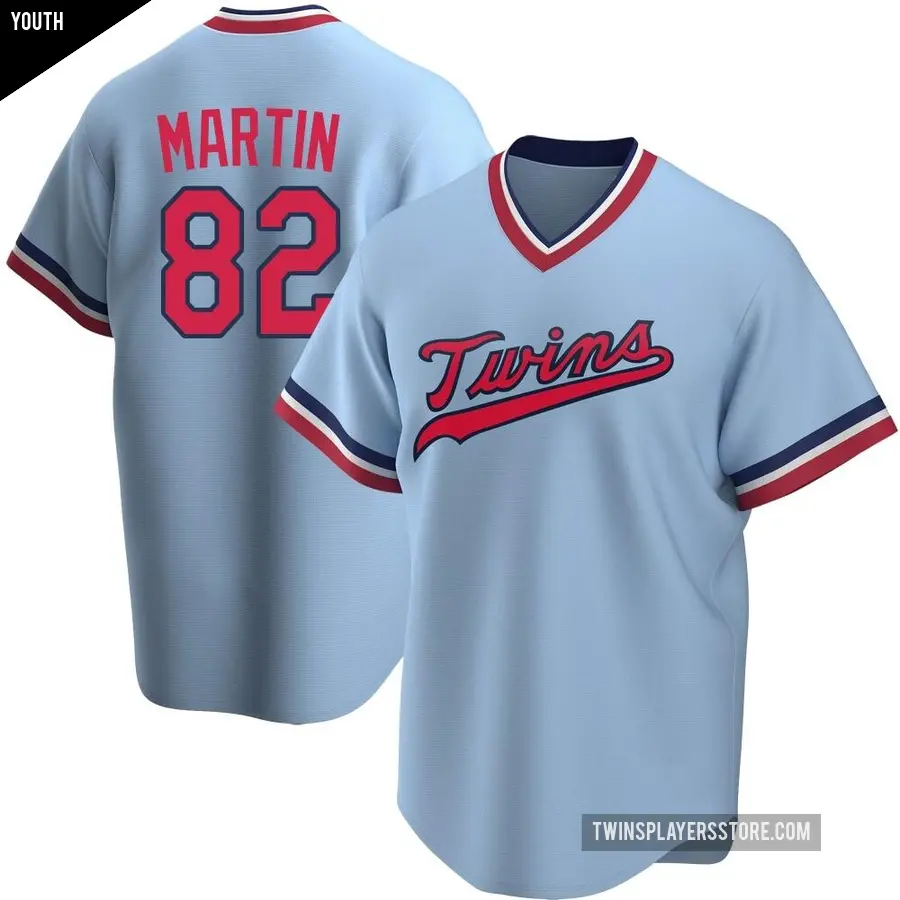 Youth Minnesota Twins ＃82 Austin Martin Replica Light Blue Road Cooperstown Collection Jersey