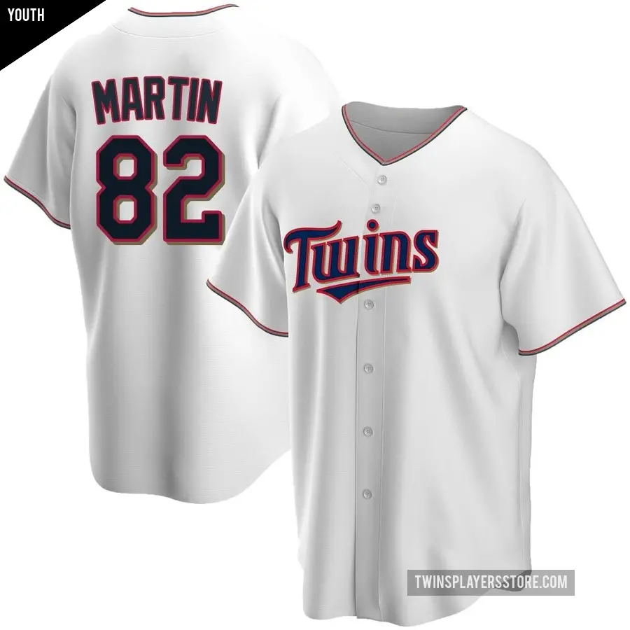 Youth Minnesota Twins ＃82 Austin Martin Replica White Home Jersey