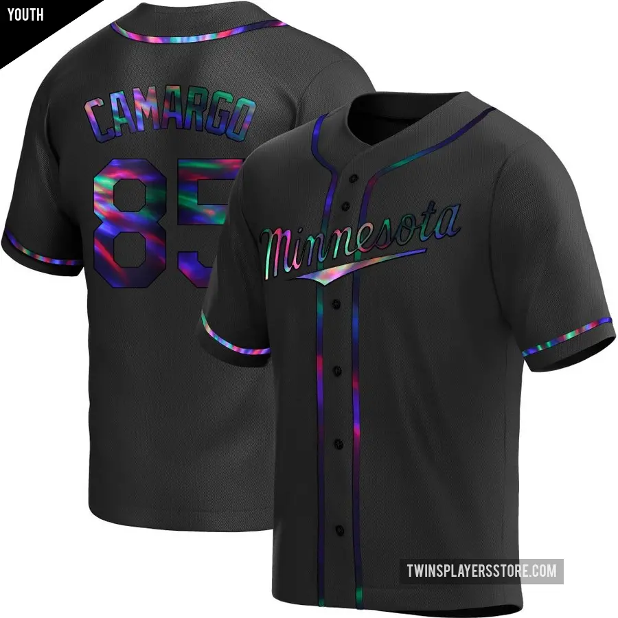 Youth Minnesota Twins ＃85 Jair Camargo Replica Black Holographic Alternate Jersey