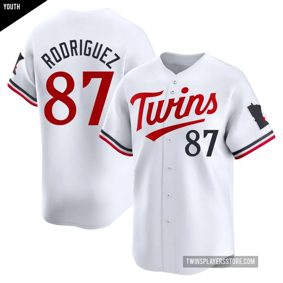 Youth Minnesota Twins ＃87 Emmanuel Rodriguez Limited White Home Jersey